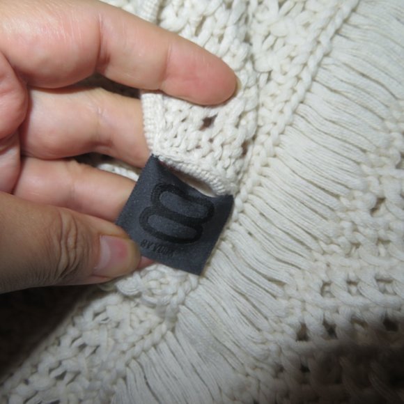 8 By Yoox COTTON CROCHET FRINGED Neutral Top Sweater - Picture 8 of 10